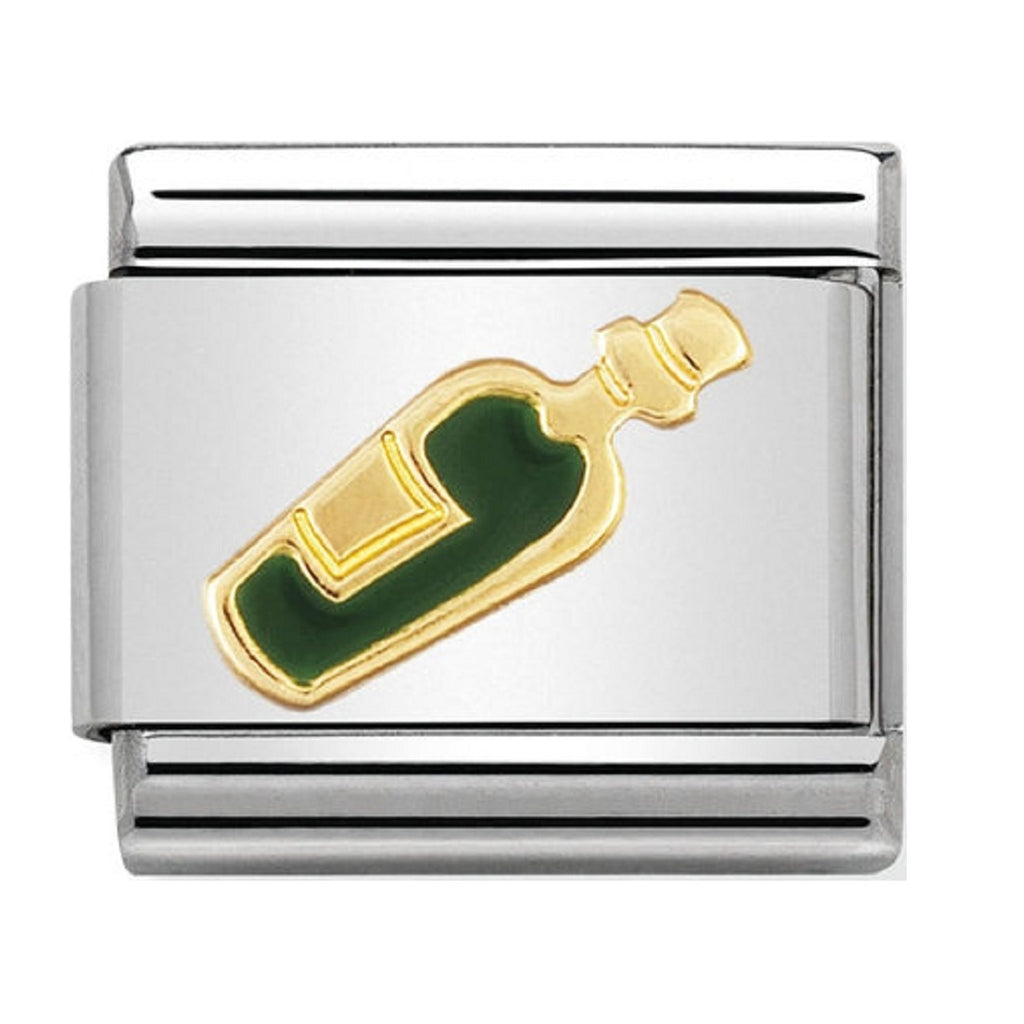 Nomination Charms 18ct Gold and Enamel White Wine Bottle