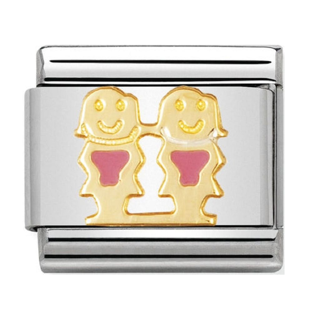 Nomination Charms 18ct Gold and Pink Enamel Girls