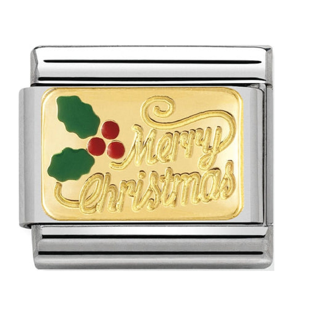 Nomination Charms Merry Christmas Plaque Gold and Enamel