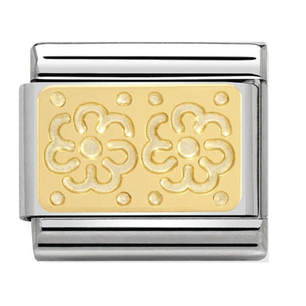 Nomination Charms 18ct Plate with Flowers 030158-08