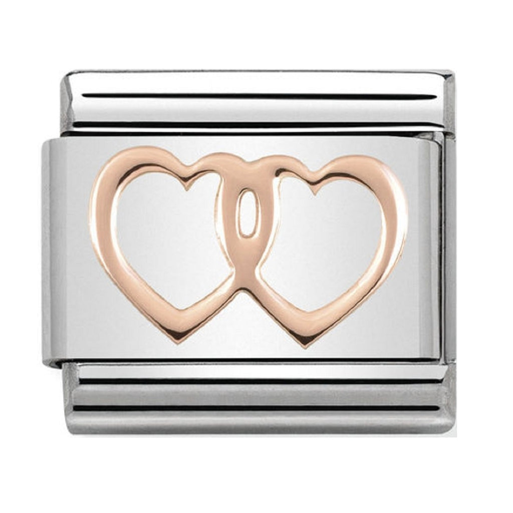 Nomination Link Rose Gold Double Heart