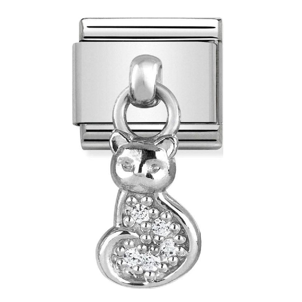 Nomination Link Silver and CZ Cat dangle