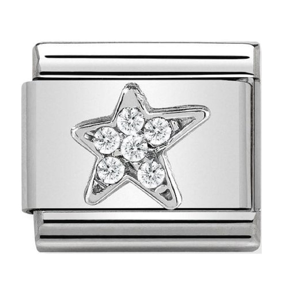 Nomination Link Silver and CZ Asymmetric Star