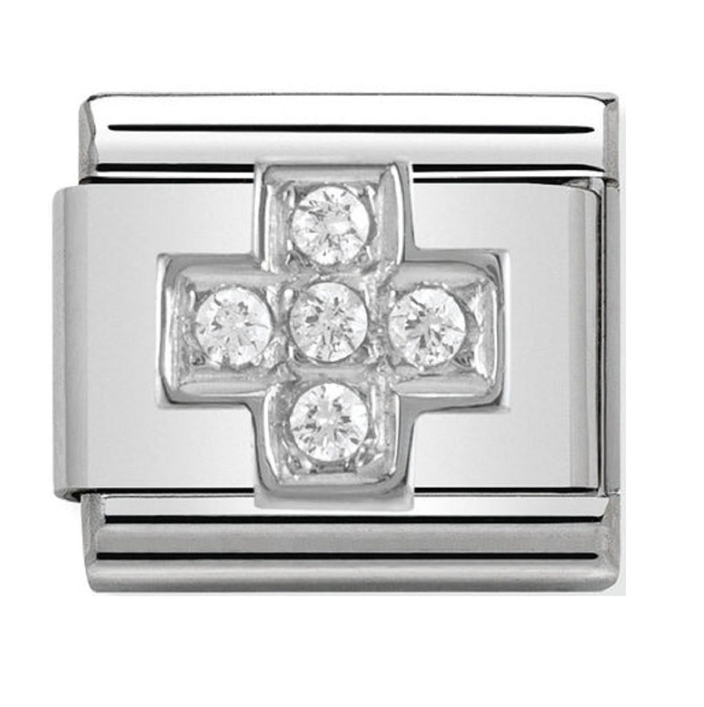 Nomination Charms Cubic Zirconia Cross Silver Shine