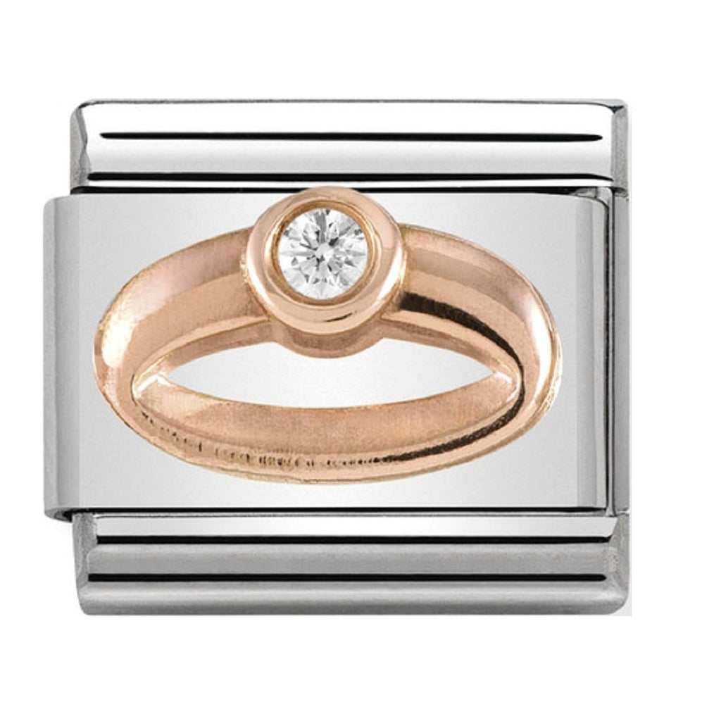 Nomination Link Rose Gold and CZ Ring