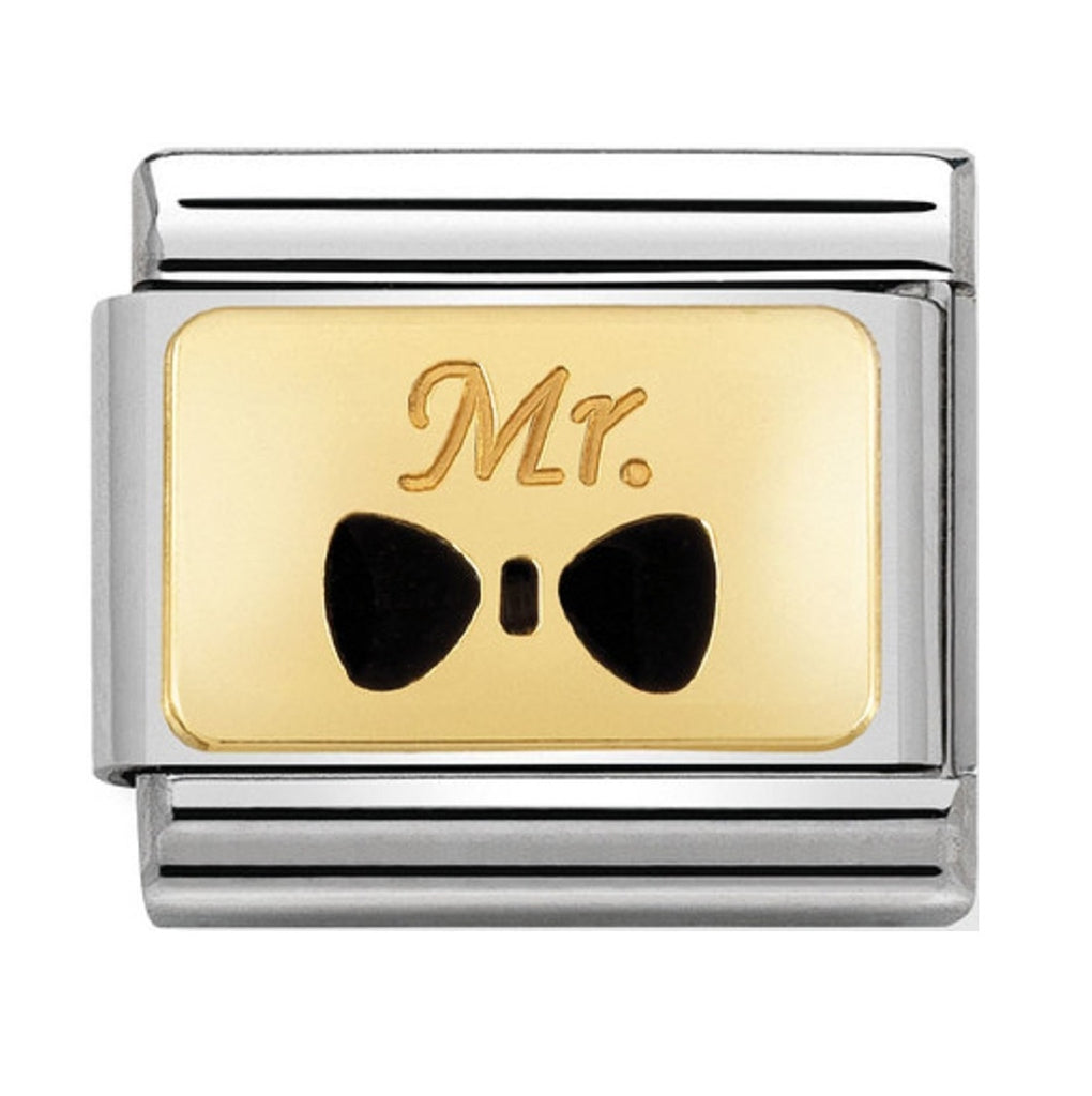 Nomination Link 18ct Gold and Enamel Bow Tie Mr