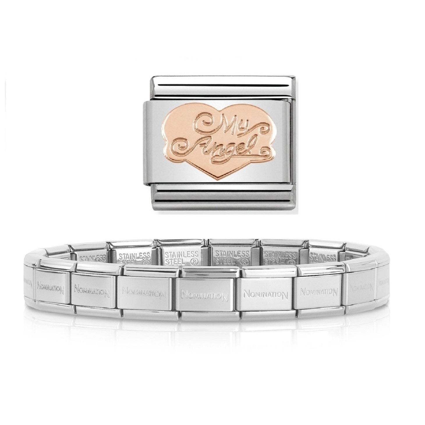 NOMINATION Starter Bracelet 9ct Rose Gold My Angel Heart