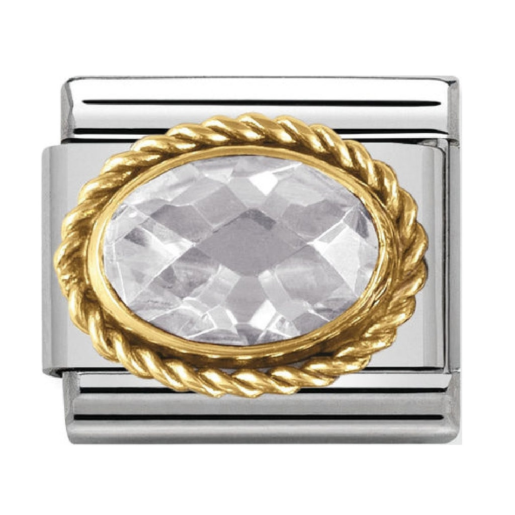 Nomination Link R18ct Gold and Oval CZ White