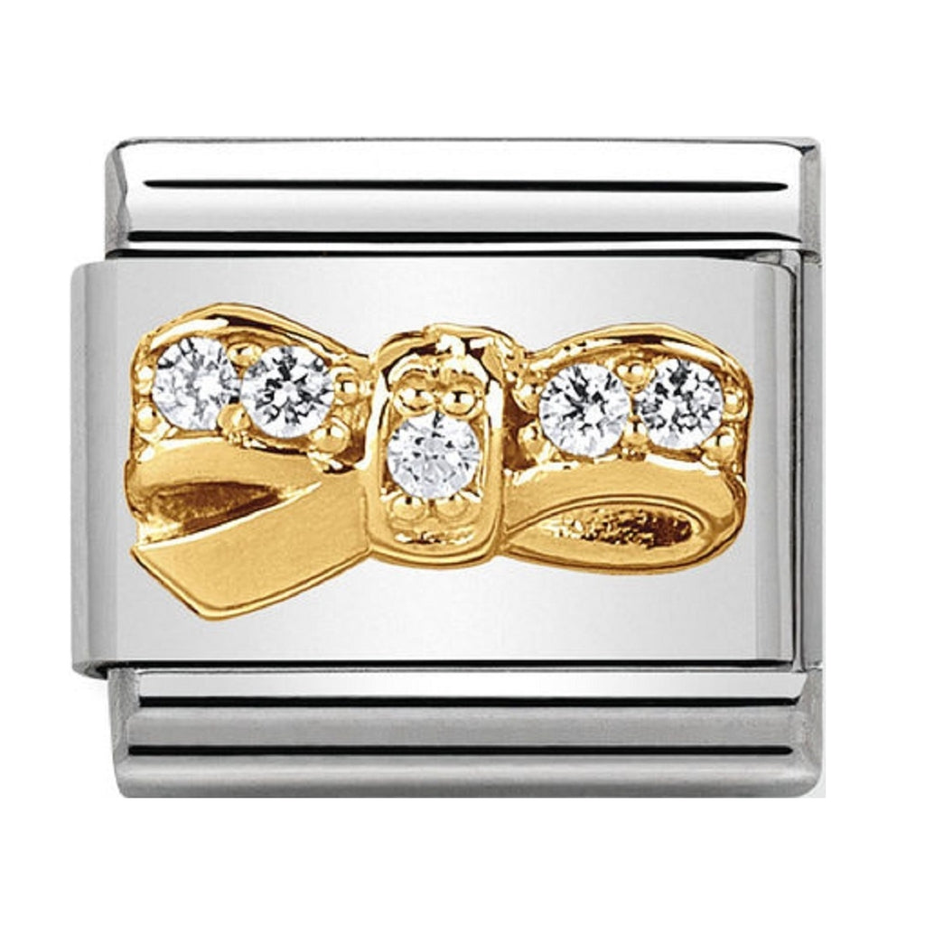 Nomination Link 18ct Gold and CZ Bow Symbol