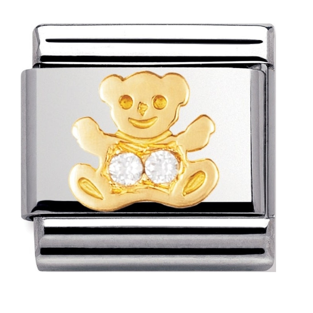 Nomination Link 18ct Gold and CZ Bear