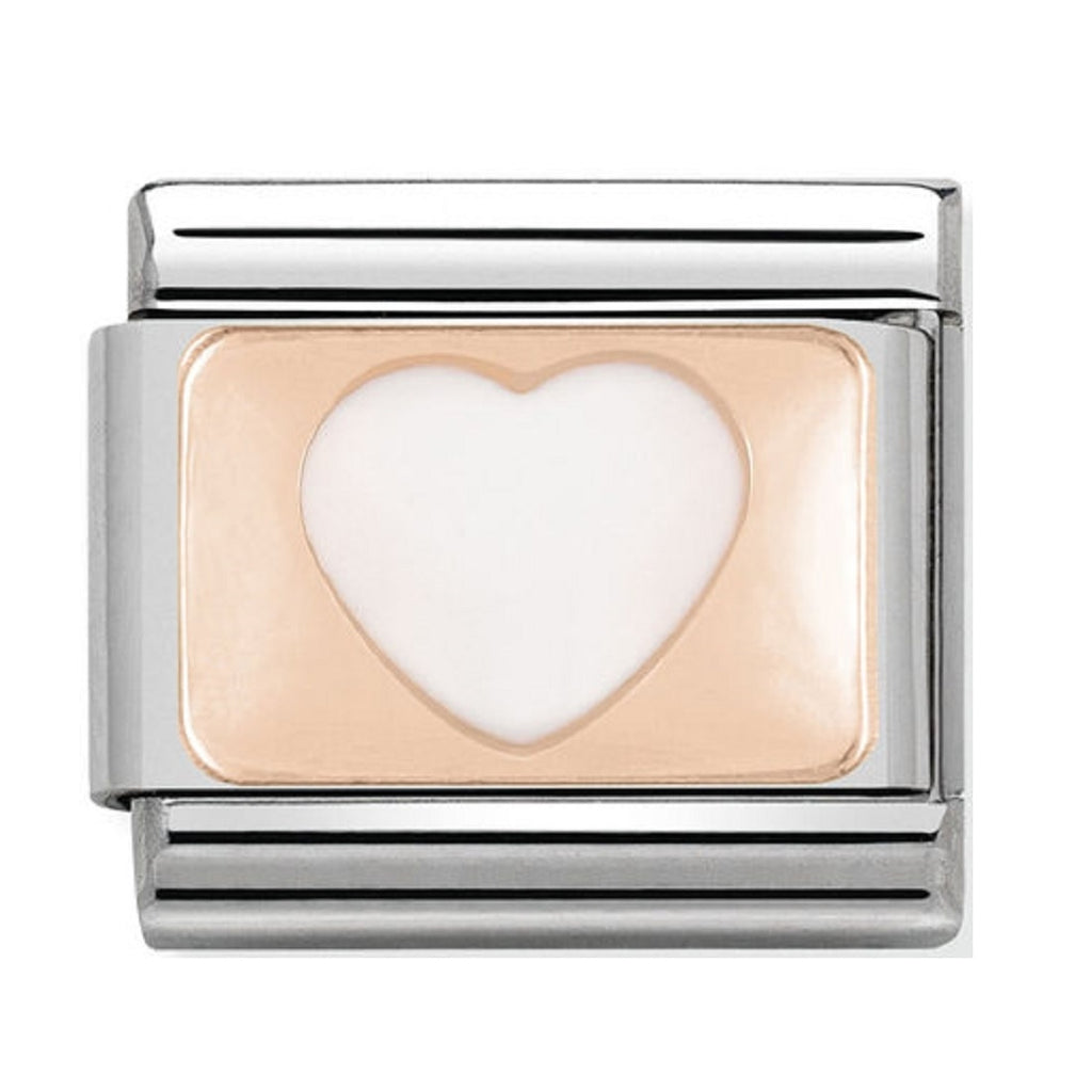 Nomination Link Rose Gold White Heart Classic