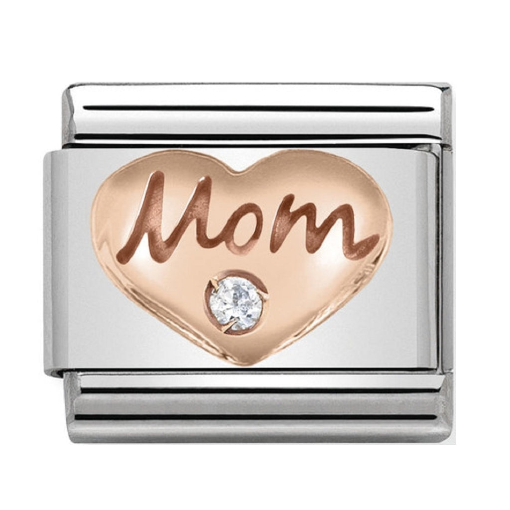 Nomination Link Rose Gold and CZ Mom Heart