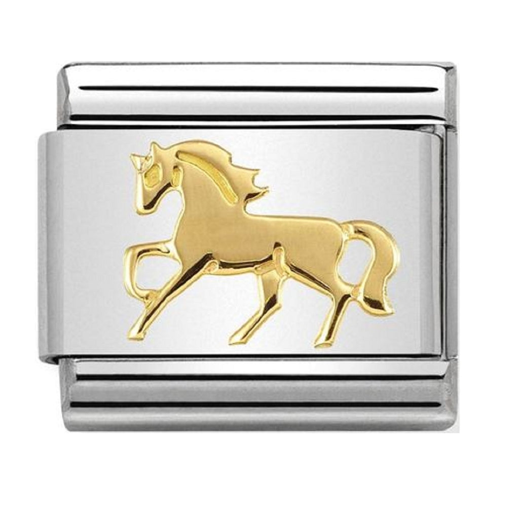 Nomination Link 18ct Gold Galloping Horse