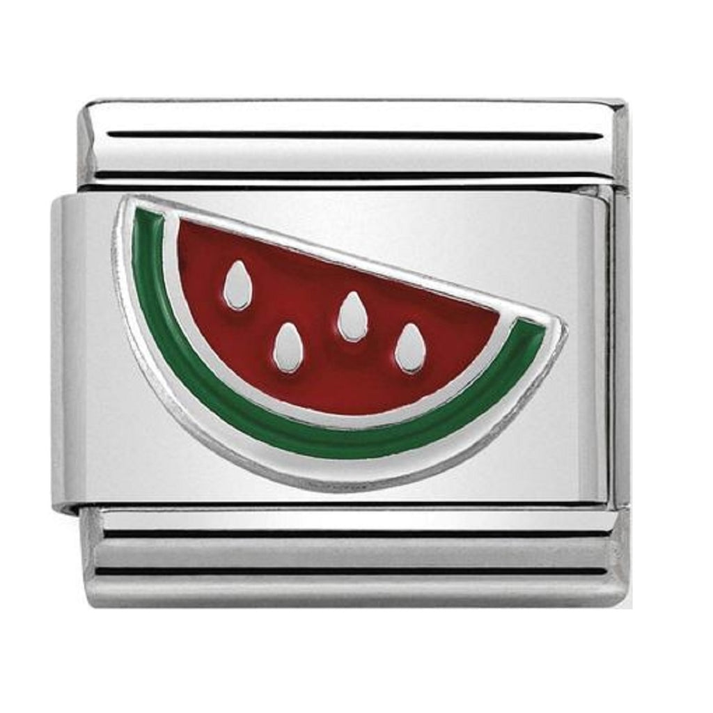 Nomination Link Silver and Enamel Watermelon
