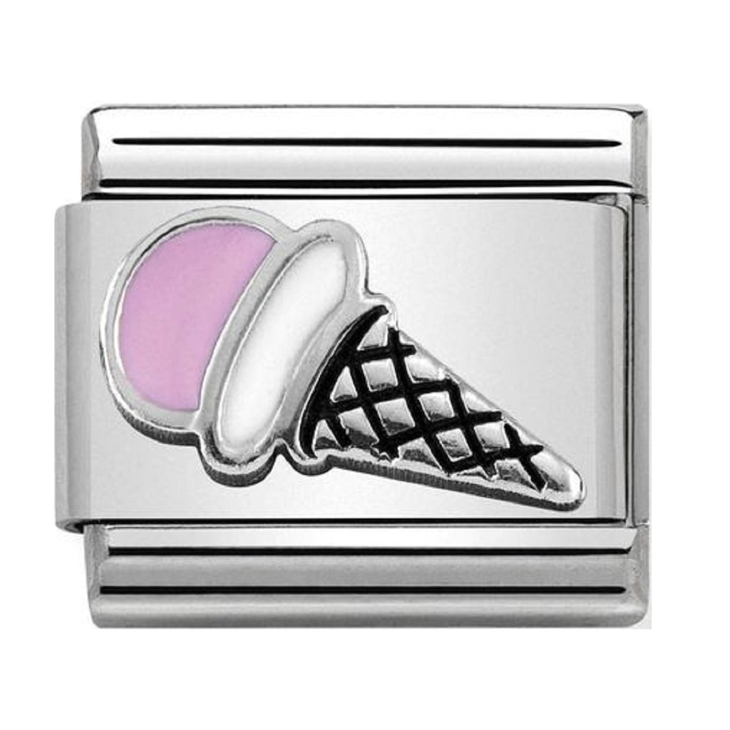 Nomination Link Silver and Enamel Pink Ice Cream