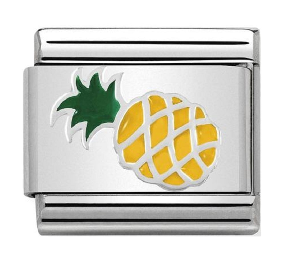 Nomination Link Silver and Enamel Pineapple