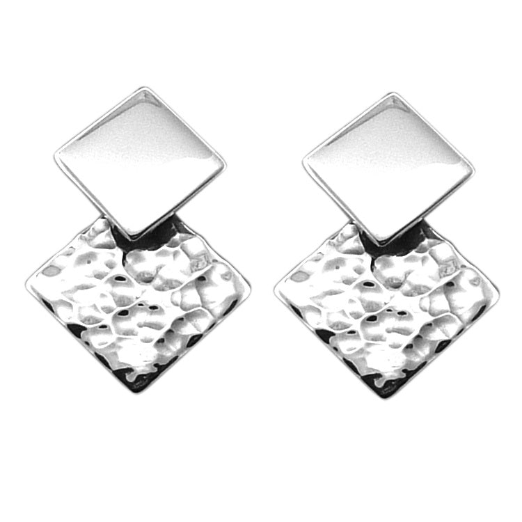 Tianguis Jackson Silver Textured Square Drops Earrings