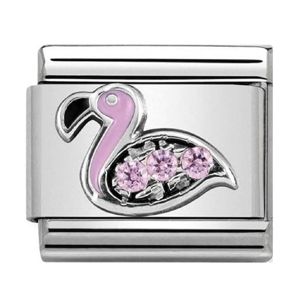 Nomination Link Silver and Pink CZ Flamingo