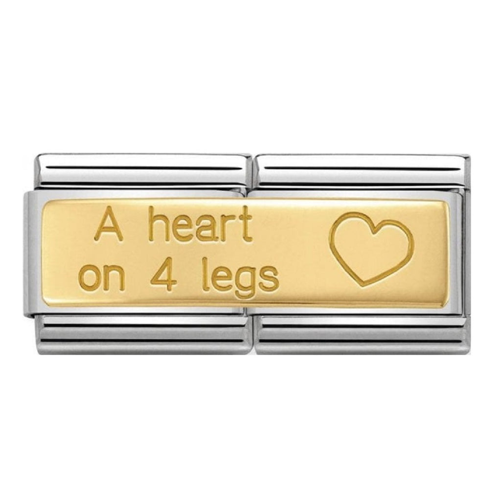 NOMINATION Charm double 18ct Gold Heart on 4 Legs