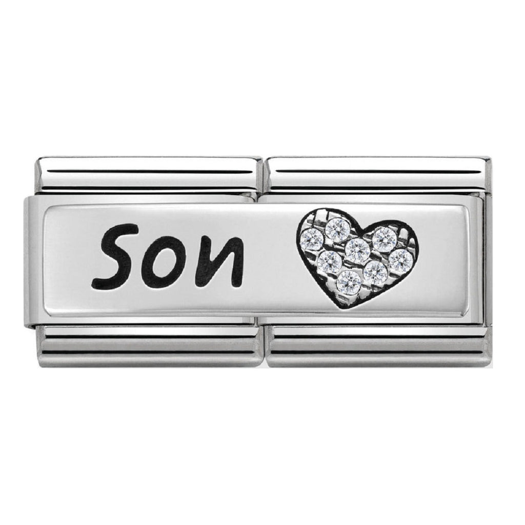 NOMINATION Charm Double Silver and CZ Heart and Son
