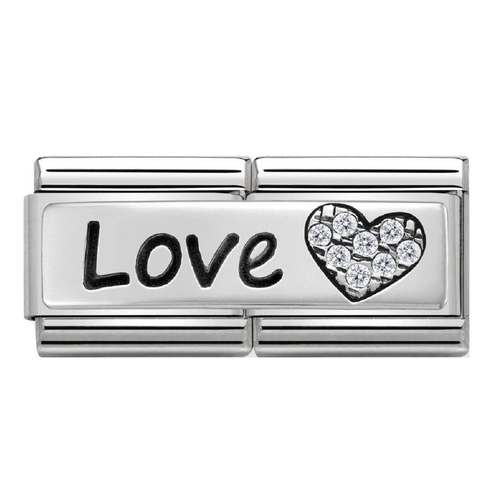 NOMINATION Charm Double Silver and CZ Love and Heart