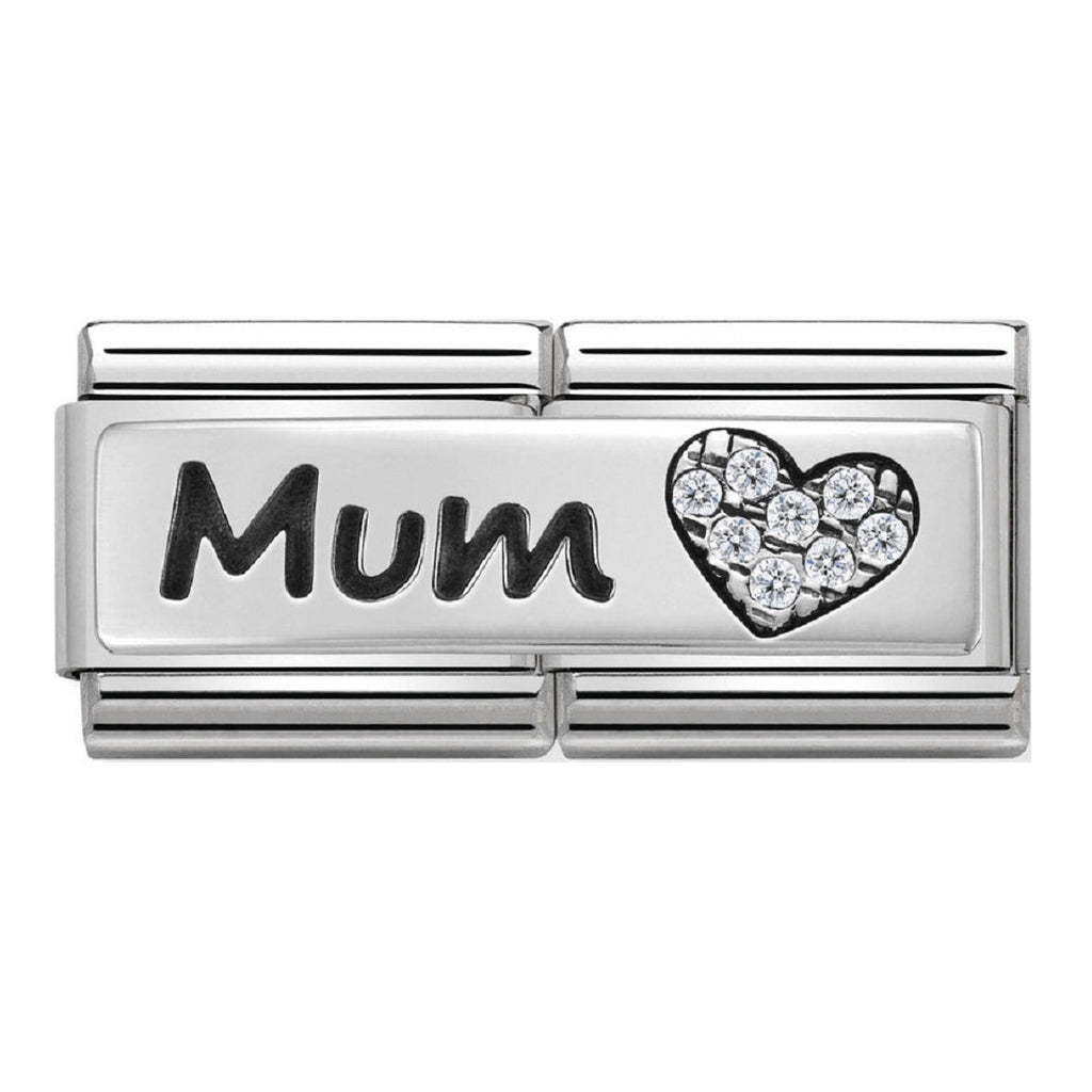 NOMINATION Charm Double Silver and CZ Heart and Mum