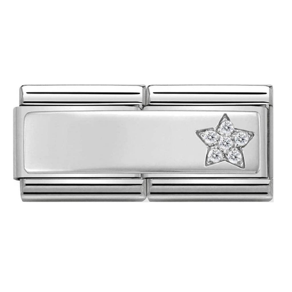 NOMINATION Charm Double Silver and CZ Engravable Star