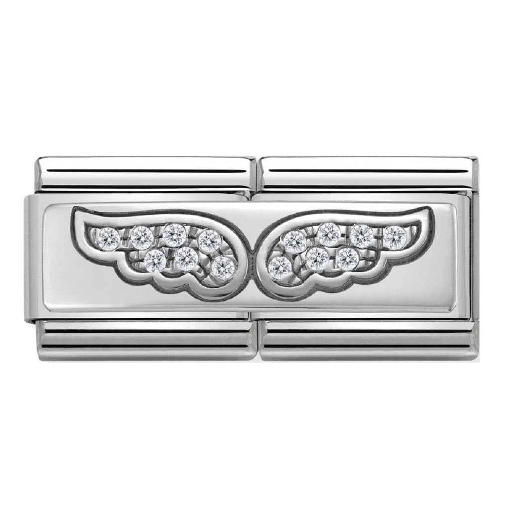 NOMINATION Charm Double Silver and CZ Angel Wings