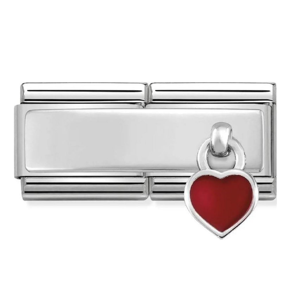 NOMINATION Charm Double Silver and Enamel Engravable Plate and Pendant Red Heart