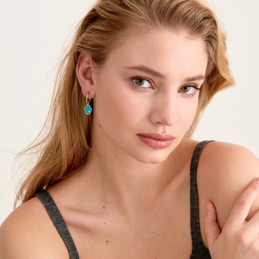 Ania Haie Silver Tidal Turquoise Mini Hoop Earrings the secret garden UK