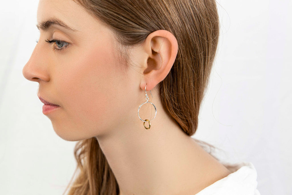 Banyan Two Tone Hoop Earrings in Silver and Gold Plate the secret garden UK