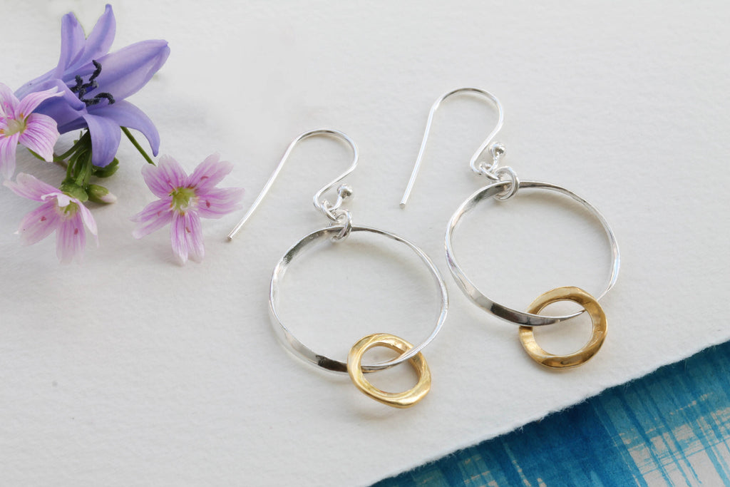 Banyan Two Tone Hoop Earrings in Silver and Gold Plate the secret garden UK