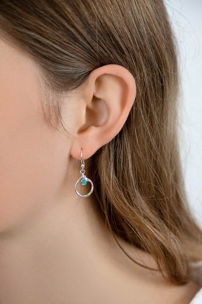 Banyan Silver Circles with Blue Opalite Earrings the secret garden UK