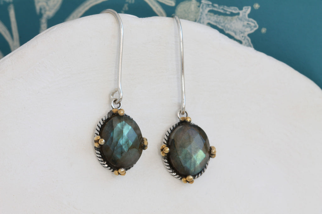 Banyan Faceted Labradorite Silver Earring the secret garden UK