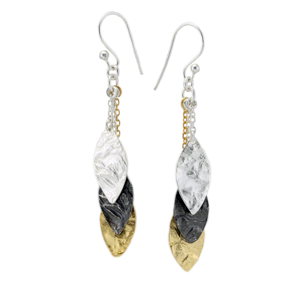 Banyan Silver, Gold Plated and Oxidized Trio Earrings the secret garden UK