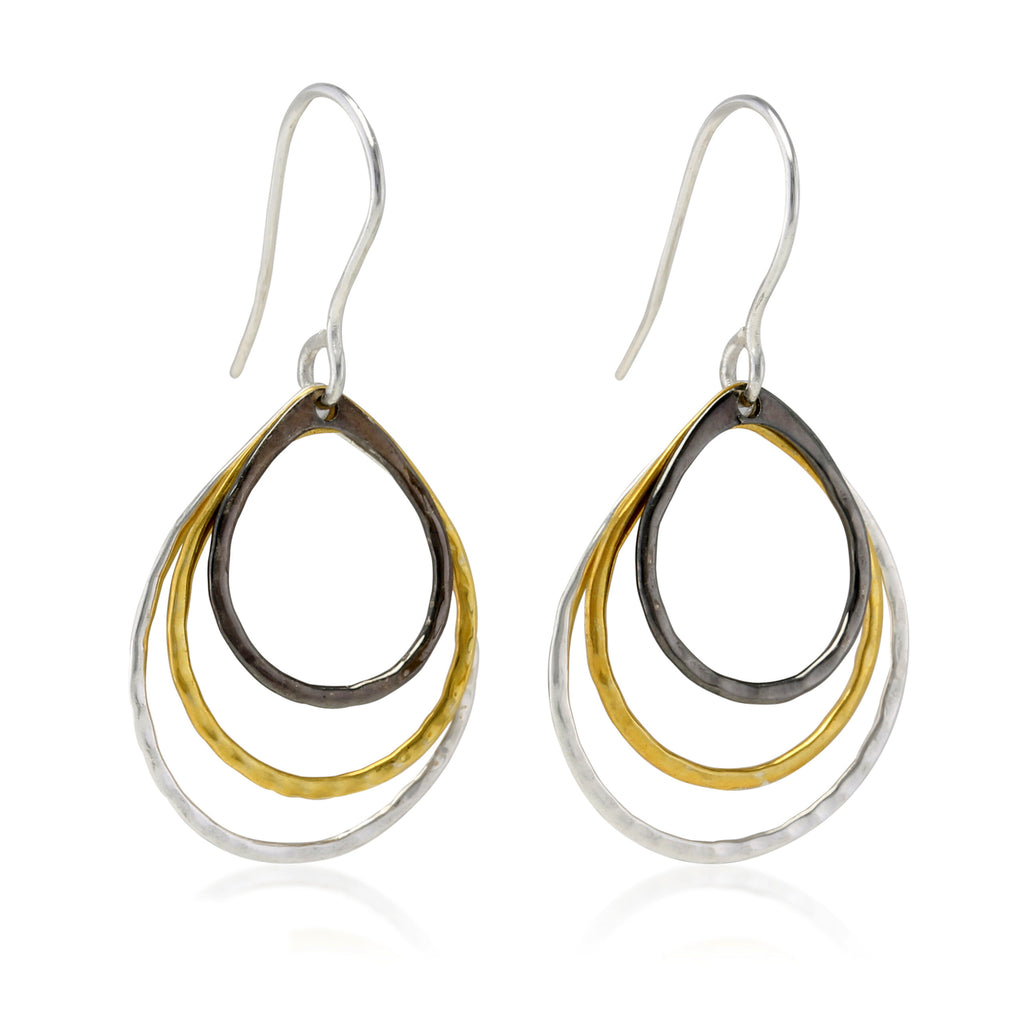 Banyan Three Tone Hoop Dangle Earrings the secret garden UK