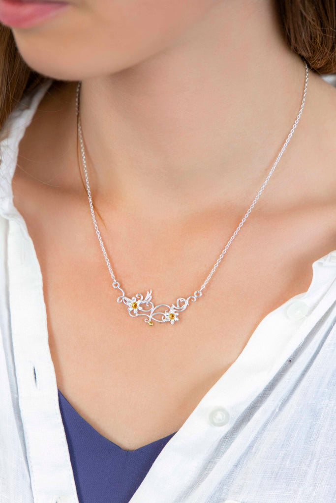 Banyan Sterling Silver and Gold Plated Daffodil Necklace the secret garden UK