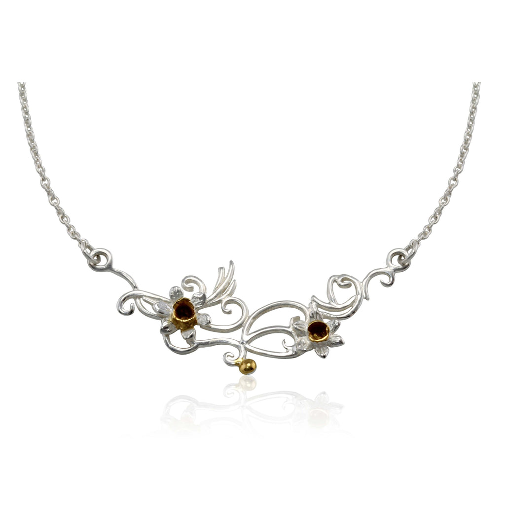 Banyan Sterling Silver and Gold Plated Daffodil Necklace the secret garden UK