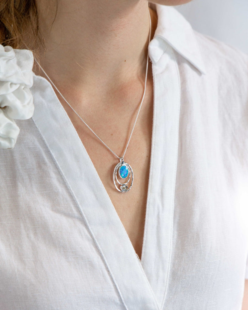 Banyan Opalite and Flower Necklace the secret garden UK