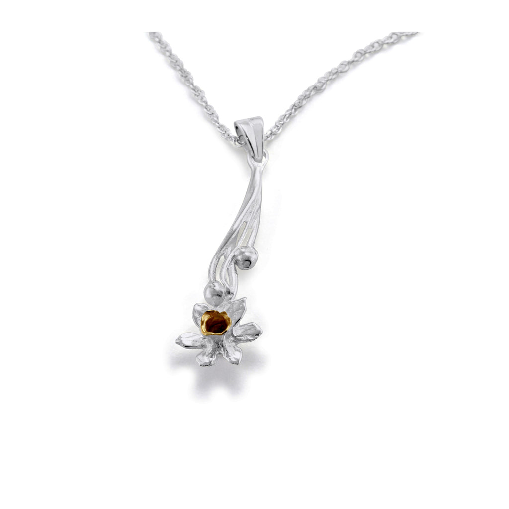 Banyan Sterling Silver and Gold Plated Daffodil Necklace the secret garden UK